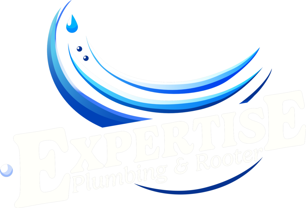 Expertise Plumbing & Rooter Logo with white text