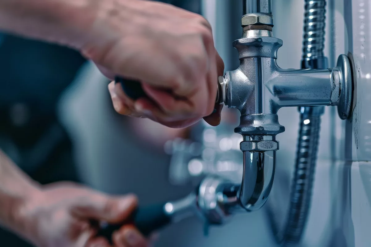 Plumber fixing water leak