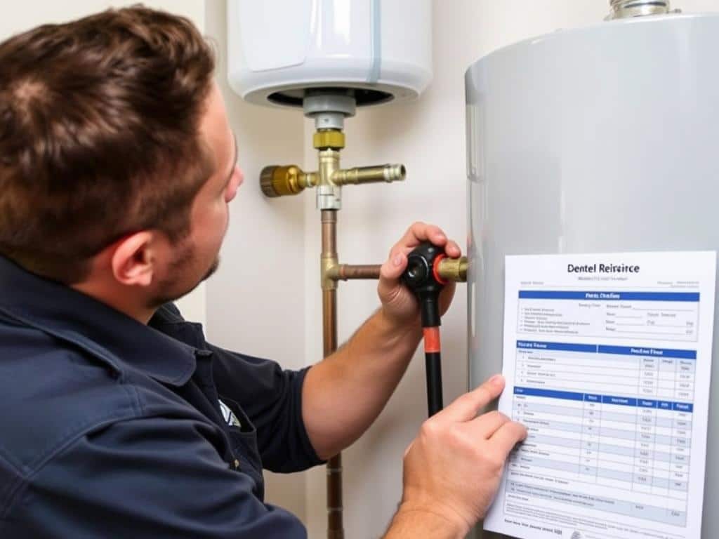 Professional plumber inspecting a commercial water heater