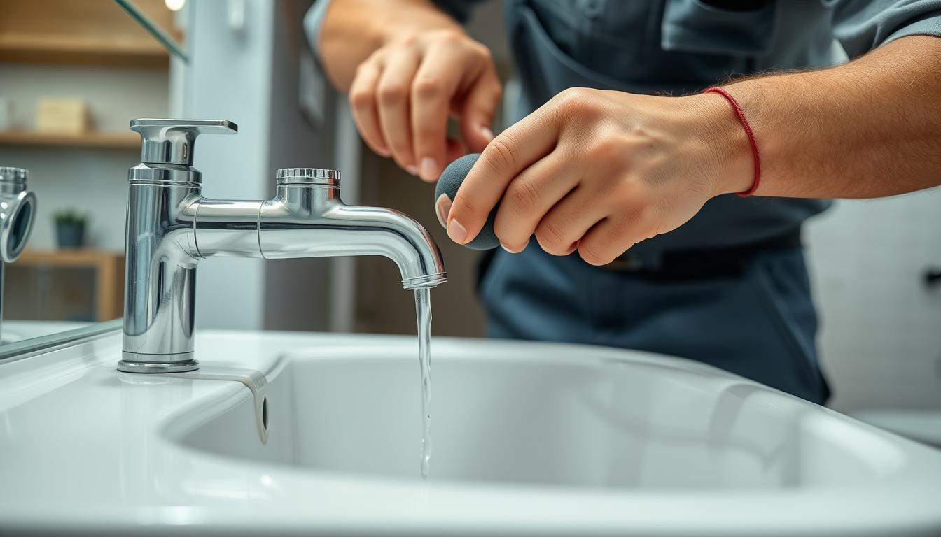 Professional Plumber repairing a leaky faucet in sylmar home