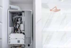 Open Water Heater and Modern Showerhead